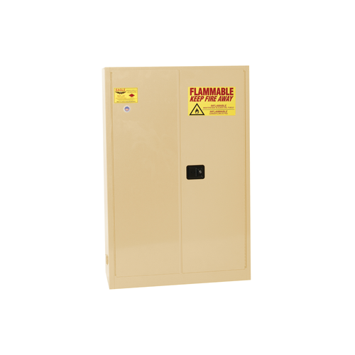 Flammable Liquid Safety Cabinet, 45 Gallon, 2 Shelves, Sliding Self Close, Beige