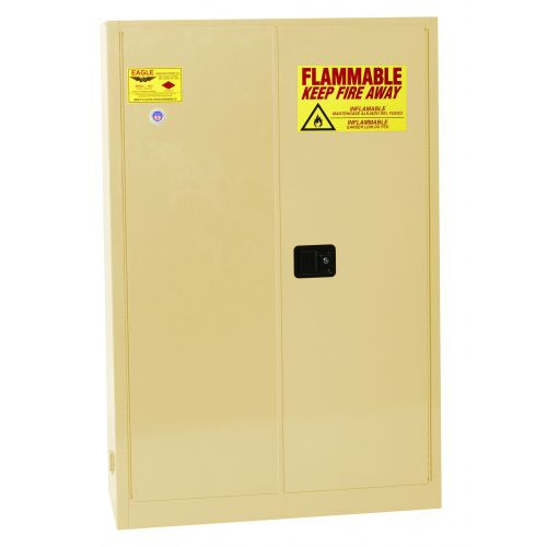 Flammable Liquid Safety Cabinet, 45 Gallon, 2 Shelves, Sliding Self Close, Beige