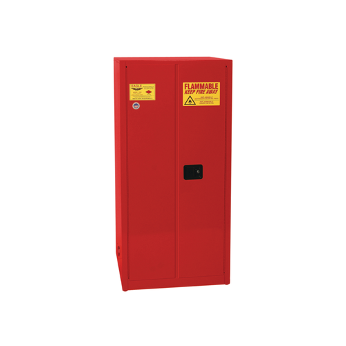 Flammable Liquid Safety Cabinet, 60 Gallon 2 Shelves, 2 Door, Self Close, Red