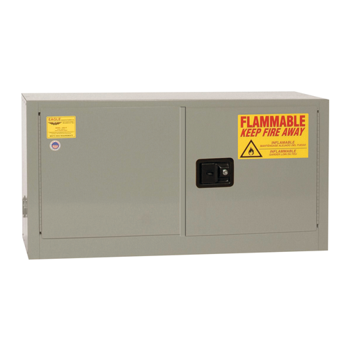 Add-On Flammable Liquid Safety Cabinet, 15 Gallon, 1 Shelf, 2 Door, Self Close, Gray