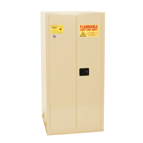 One Drum Vertical Safety Cabinet, 55 Gallon, 1 Shelf, 2 Door, Manual Close, Beige