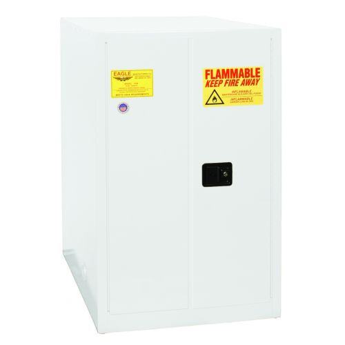 One Drum Horizontal Safety Cabinet, 55 Gallon, 2 Door, Manual Close, White