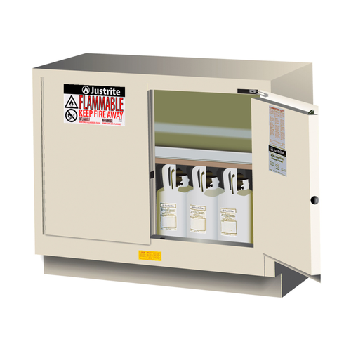 Sure-Grip EX 31 Gal Light Neutral Under Fume Hood Solvent/Flammable Liquid Safety Cabinet, 2 Self-Close Doors
