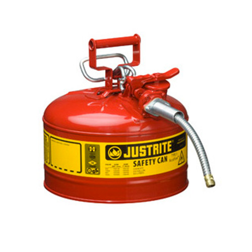 Justrite® Type II Steel Safety Can, 2.5 gallon AccuFlow, 5/8" Spout