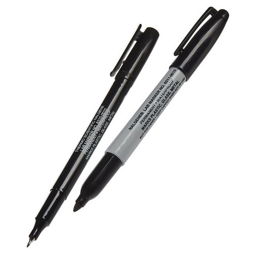 Nalgene® 6311-0010 Black Ink Lab Markers, broad point, case/12