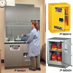 Justrite® Flammable Safety Cabinet for Under Fume Hood 24" self-closing silver