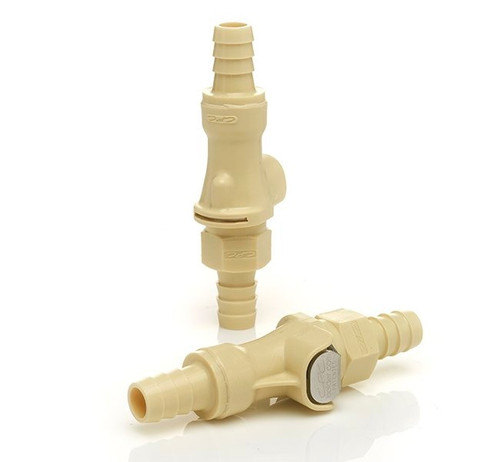 Nalgene® Valved Barbed Quick Disconnects, Fits 3/8" ID Tubing, case/12