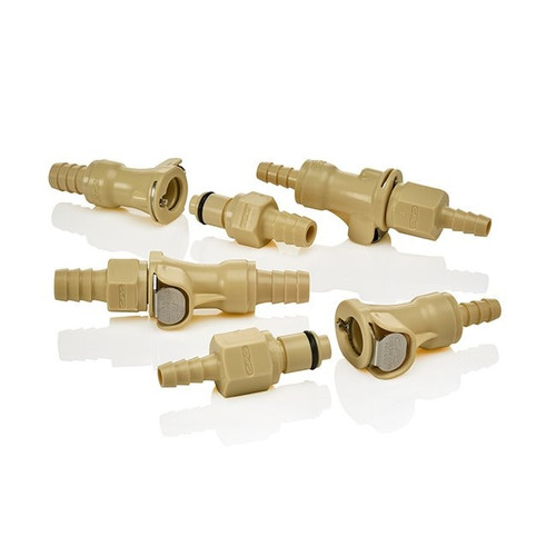 Nalgene® 6177-0375 Valved Barbed Quick Disconnects, Fits 3/8" ID Tubing, case/12