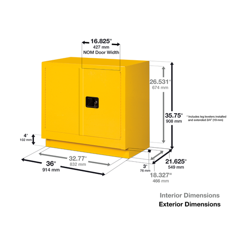 Justrite® Acid Safety Cabinet, ChemCor Lined Fume Hood Cabinet, 23 gallon