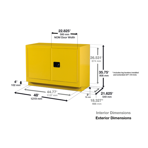 Justrite® Acid Safety Cabinet, Fume Hood Cabinet, 31 gallon, Blue, Manual