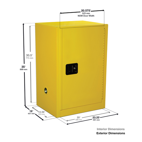 Justrite® Acid Safety Cabinet, Compact Style, 12 gallon Blue self-closing