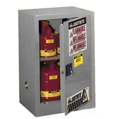 Justrite® Flammable Compac Cabinet, 12 gallon Gray self-closing