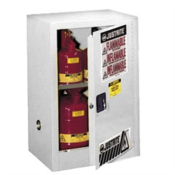 Justrite® Flammable Compac Cabinet, 12 gallon White self-closing
