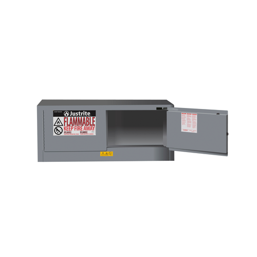 Justrite® Flammable Piggyback Cabinet, 12 gal Gray self-closing