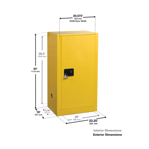 Justrite® Acid Safety Cabinet, Compact Style, 15 gallon Blue self-closing