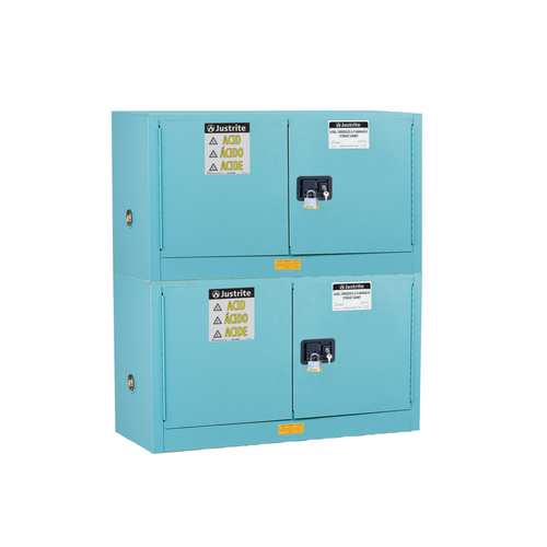 Justrite® Acid Safety Cabinet, Piggyback, 17 gallon Blue manual