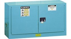 Justrite® Acid Safety Cabinet, Piggyback, 17 gallon Blue self-closing
