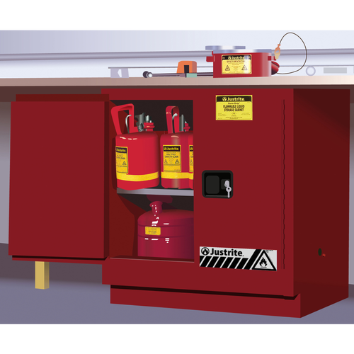 Justrite® Under-Counter Flammable Cabinet, 22 gallon Red manual
