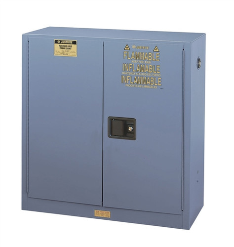 Justrite® Flammable Safety Cabinet, 30 gallon Gray self-closing