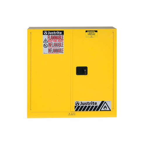 Justrite® Combustible Safety Cabinet, 40 gal yellow self-closing