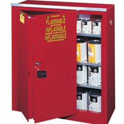 Justrite® Combustible Safety Cabinet, 40 gal Red self-closing sliding door