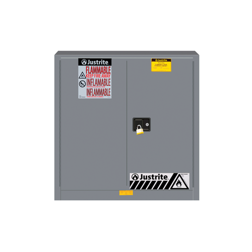 Justrite® Under-Counter Flammable Cabinet, 30 gallon Gray, manual