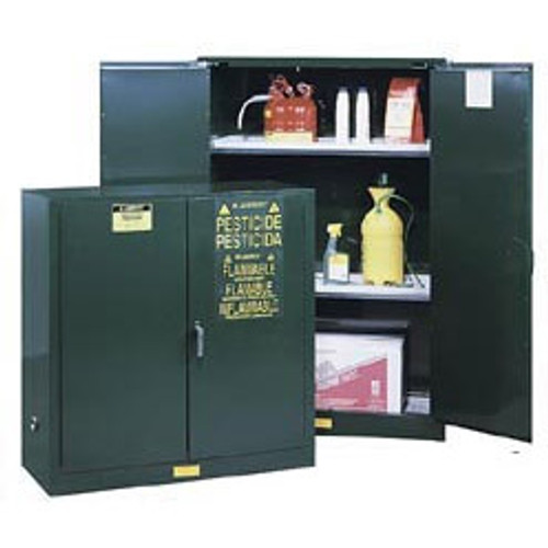 Justrite® Pesticide Storage Cabinet, 45 gal green, Self-Closing