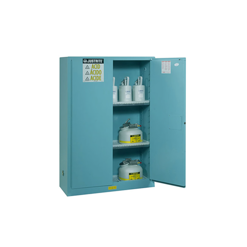 Justrite® Acid Safety Cabinet, 45 gal Blue, self-close, Sliding Door