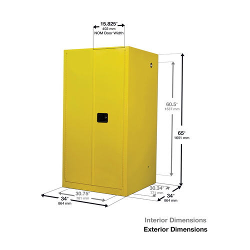 Justrite® Acid Cabinet, 60 gal, ChemCor Liner Blue, Self-Closing