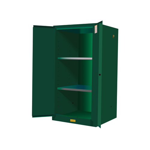 Justrite® Pesticide Cabinet, 60 gallon green, Self-Closing