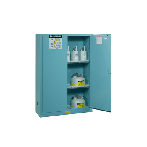 Justrite® Acid Safety Cabinet, 60 gal Blue, self-close, Sliding Door