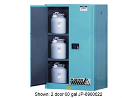 Justrite® Acid Cabinet, 60 gal, ChemCor Liner Blue self-closing, sliding door