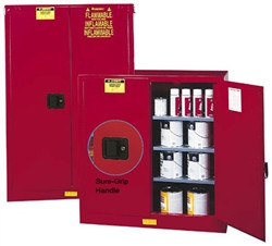 Justrite® Combustible Cabinet, 96 gal Red, Self-Close, Sliding Door