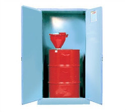 Justrite® Acid Drum Cabinet, 55 gal Blue, manual, drum support