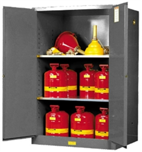 Justrite® Flammable Safety Cabinet, 90 gallon Gray, manual