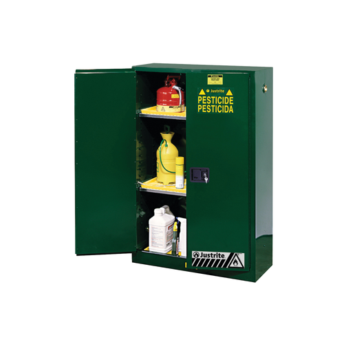 Justrite® Pesticide Storage Cabinet, 90 gallon green, manual