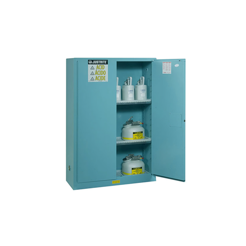 Justrite® Acid Safety Cabinet, 90 gal Blue, self-close, Sliding Door