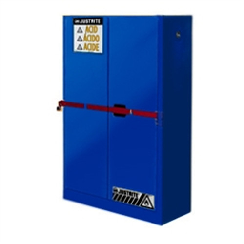 Justrite® Acid High Security Safety Cabinet, 45 gal Blue, Self-Closing