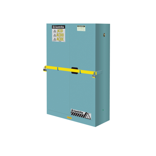 Justrite® Acid High Security Safety Cabinet, 45 gal Blue, Self-Closing