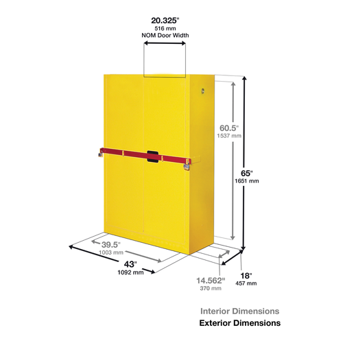 Justrite® Acid High Security Safety Cabinet, 45 gal Blue, Self-Closing