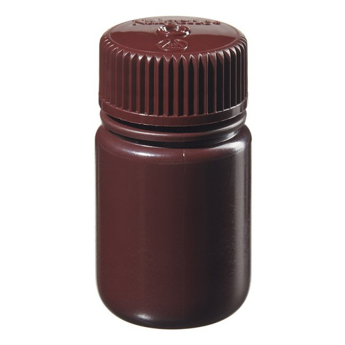 Nalgene® 2106-0008 Amber Bottles, Wide Mouth, HDPE, 8 oz (250mL), case/72