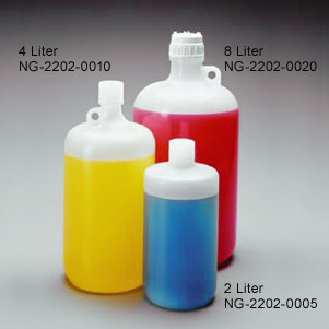Nalgene® 2202-0020 LDPE Bottles, 8 Liter Narrow Mouth 53B with Polypropylene closure, case/6