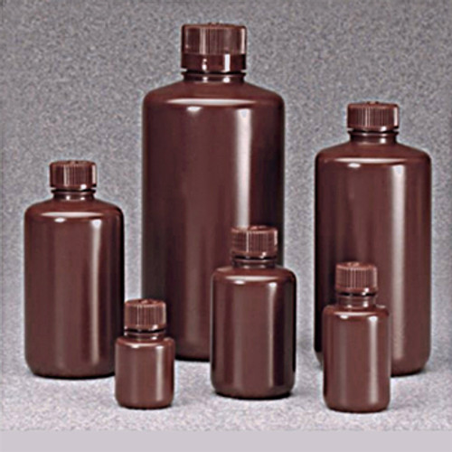 Nalgene® 312004-0002 Bulk Amber Boston Round Bottles, 2 oz Heavy Duty HDPE, case/1000