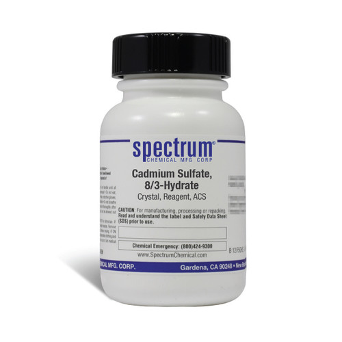 Cadmium Sulfate, 8/3-Hydrate, Crystal, Reagent, ACS, 125g, Each