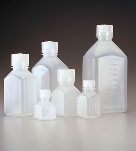 Nalgene® 312018-0250 Graduated Square Bottles, HDPE, 8 oz (250mL), case/250