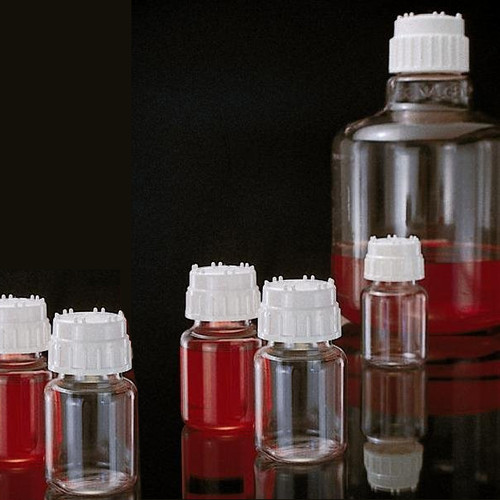 Nalgene® DS2127-0030 30mL Polycarbonate Validation Bottles, White PP Caps, case/30