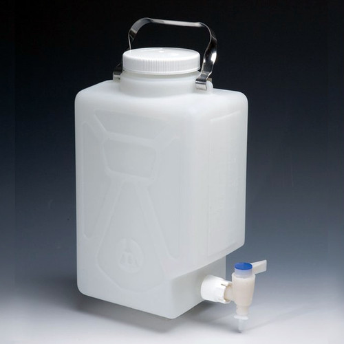 Nalgene® DS2327-0020 FLPE Carboy, Rectangular with Spigot, 9 Liter