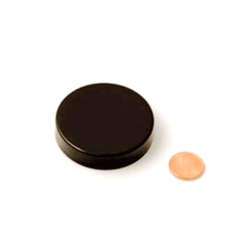 Product image of a 53mm (53-400) Black PP Heat Seal Lined Smooth Cap (PKW-C053C4SPHSB). This cap is intended for sealing containers and is equipped with a heat seal lining for secure closures.