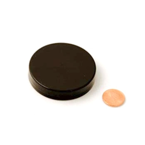 Product image of a 58mm (58-400) Black PP Heat Seal Lined Smooth Cap (PKW-C058C4SPHSB). This cap is intended for sealing containers and is equipped with a heat seal lining for secure closures.