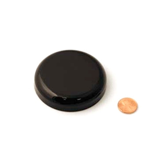 Product image of a 70mm (70-400) Black PP Heat Seal Lined Domed Cap (PKW-C070C4DPHSB). This cap is designed for sealing containers and features a domed shape with a heat seal lining for added security.